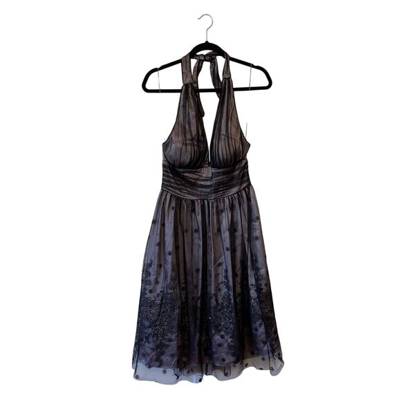 Adrianna Pappell 10 fit & flare formal dress prom dark fairycore chiffon black - Picture 1 of 7